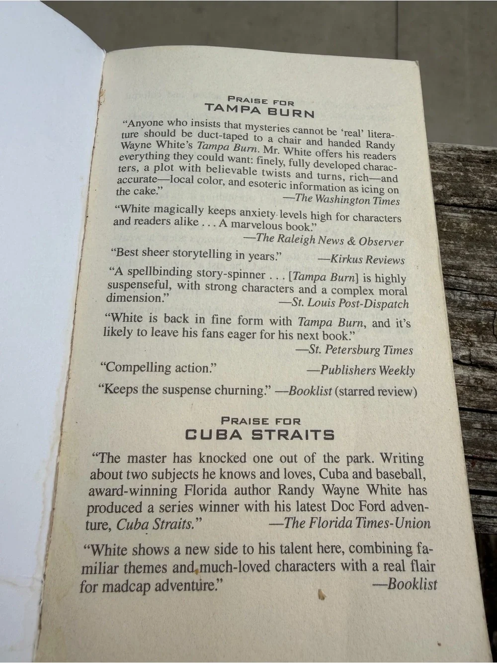 Book Tampa Burn by Randy Wayne White Doc Ford Series Ft Myers